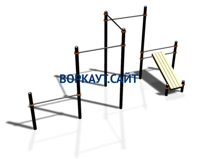 Воркаут комплекс разноуровневых турников со скамьей для пресса ВС-37 в Чувашской республике