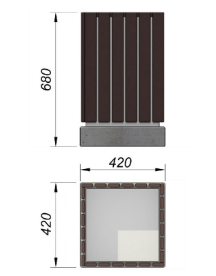 Урна деревянная квадратная с бетонным основанием МАФ 1633 в Чувашской республике
