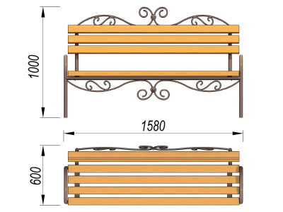 Лавочка кованная МАФ 1606 в Чувашской республике