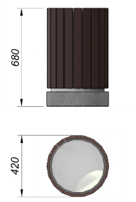 Урна деревянная круглая с бетонным основанием МАФ 1632 в Чувашской республике