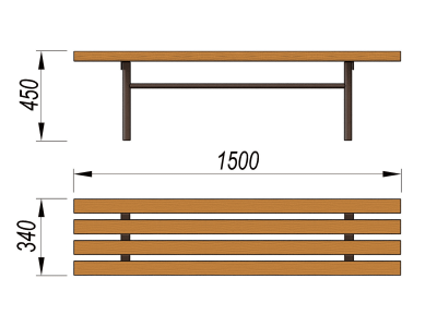 Лавочка без спинки МАФ 1601 в Чувашской республике