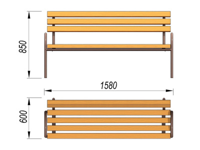 Парковая лавочка со спинкой МАФ 1605 в Чувашской республике