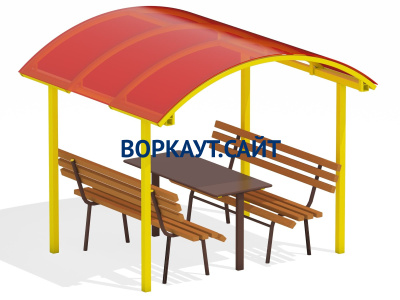 Стол и лавки под навесом МАФ 4005 в Чувашской республике