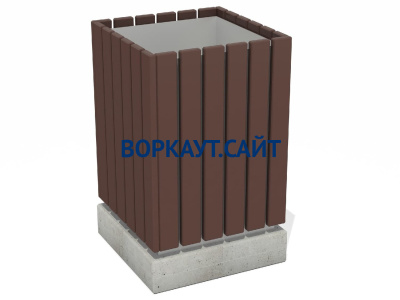 Урна деревянная квадратная с бетонным основанием МАФ 1633 в Чувашской республике